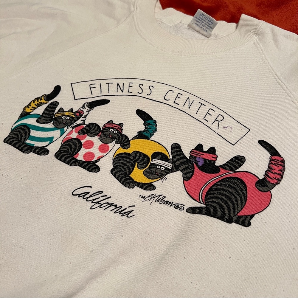 Quirky vintage cat workout sweatshirt